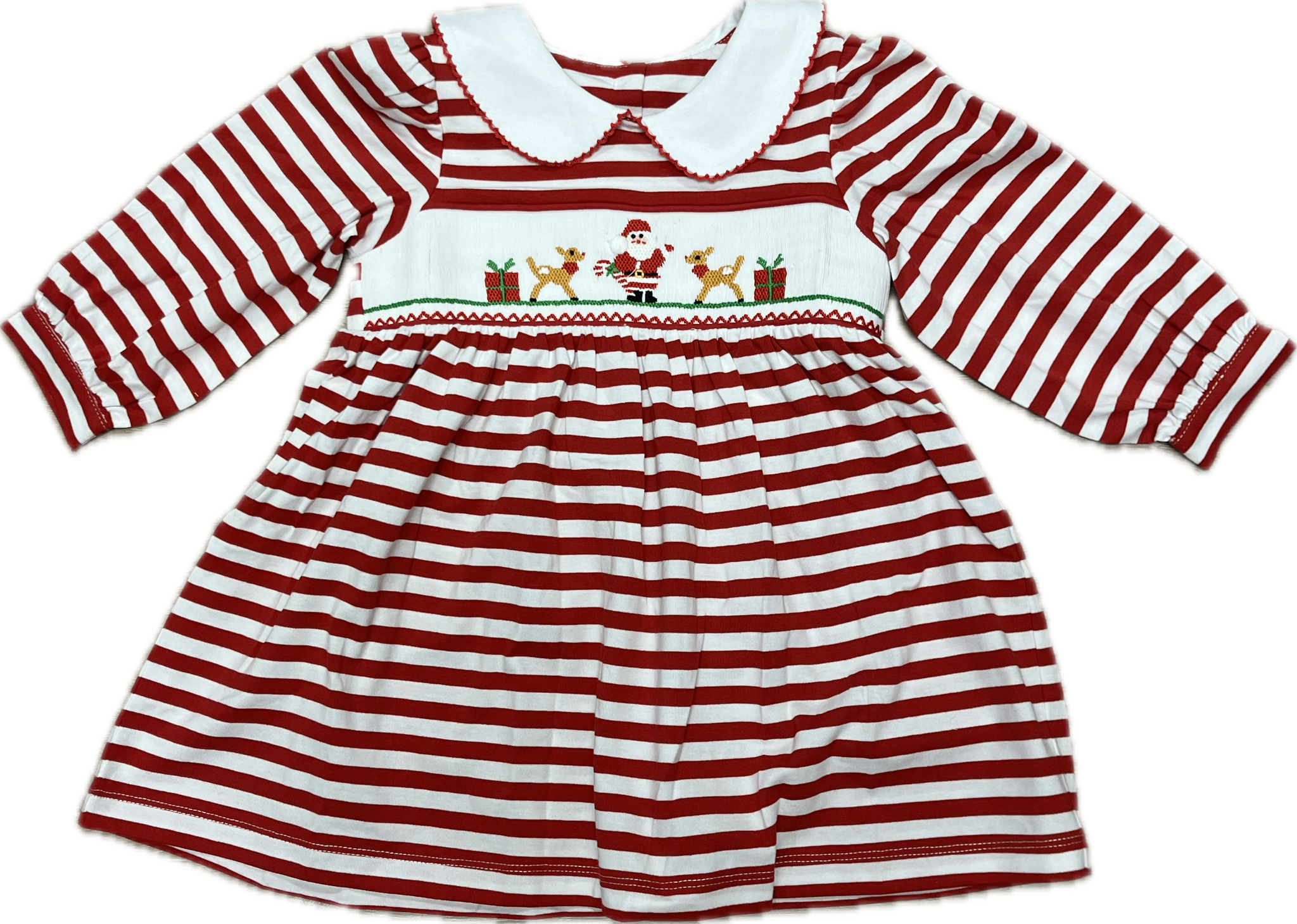 red and white striped christmas dress Red/White Stripe Smocked Santa Reindeer – Ana Banana Valentines Day
